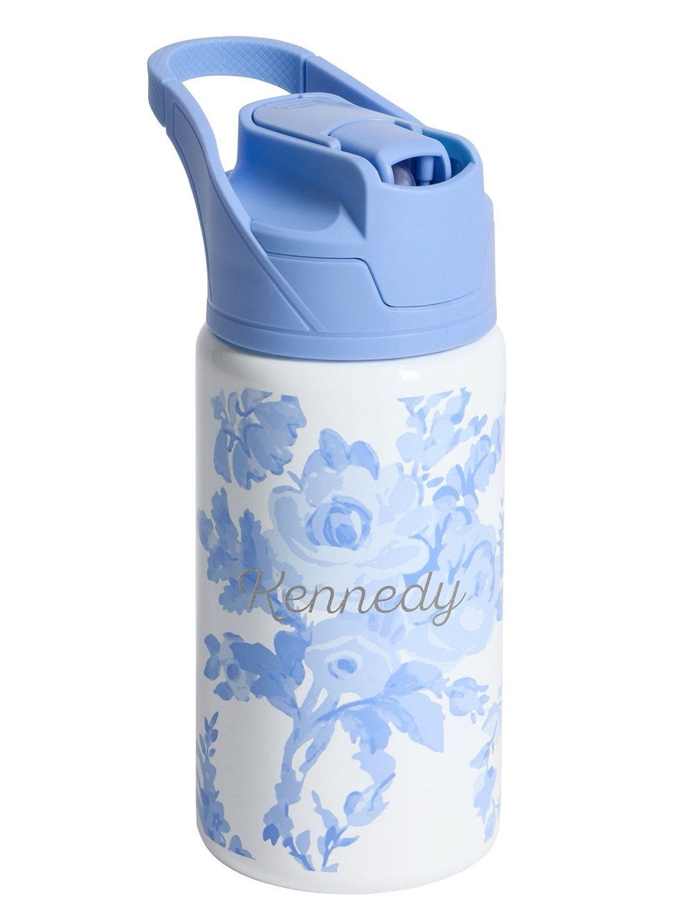 LoveShackFancy Blue Damask Floral Mackenzie 15 oz Water Bottle